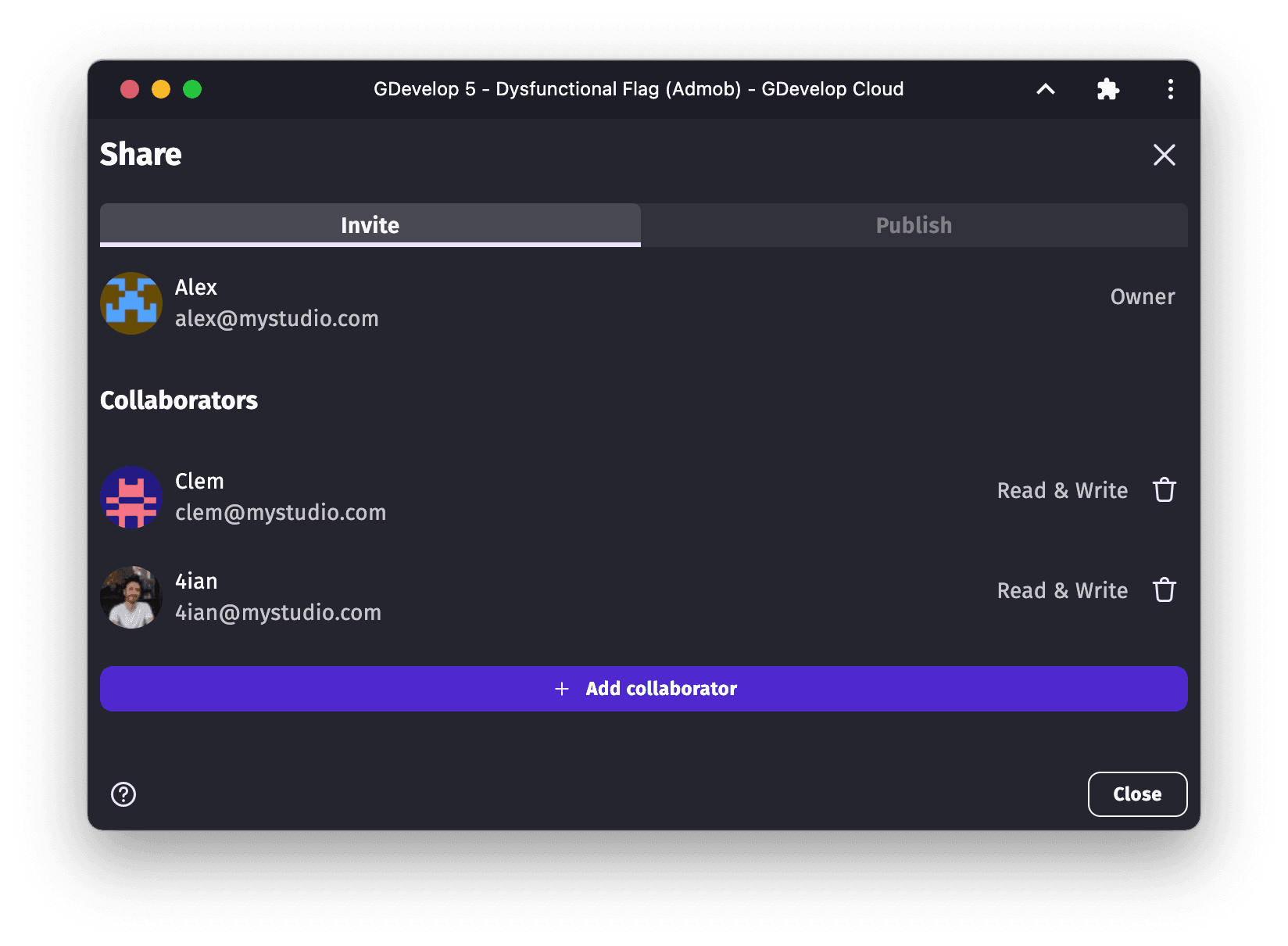 Share dialog